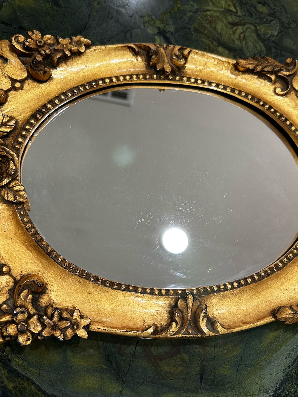 Decorative Gold Ornate Oval Wall Mirror - Elegant Home Wall Decor Roses 14x9 3/4 - Picture 5 of 11
